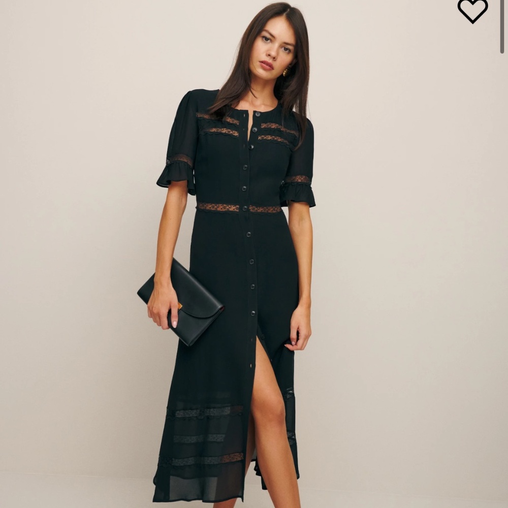 Reformation Woodson dress in black size 4 brand new with tags